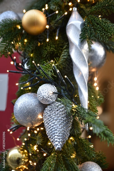 Obraz Décorations de Noël argentées