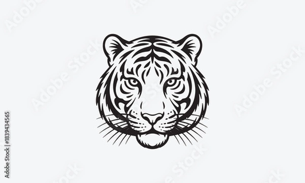 Fototapeta Tiger head vector illustration of a wild feline portrait