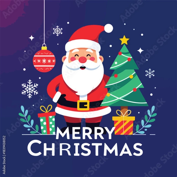 Fototapeta christmas card with santa claus vector