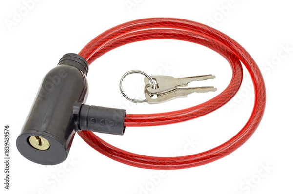 Fototapeta Bicycle lock on a white