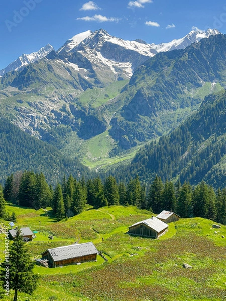 Obraz French architecture among the mountain landscape in July 