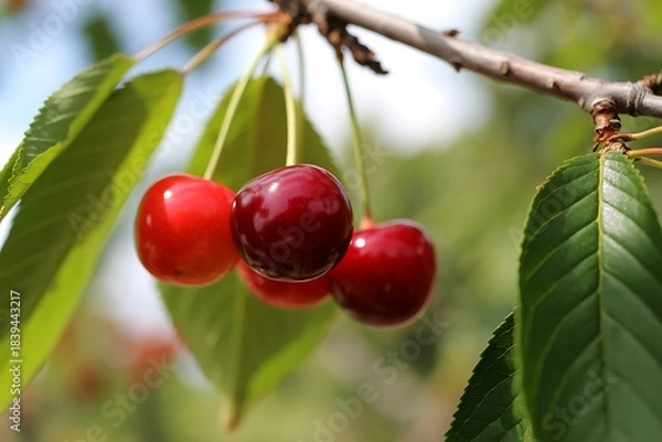 Fototapeta cherries on the tree