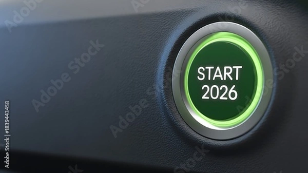 Fototapeta green power button on the car