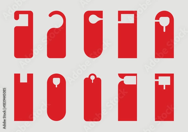 Obraz Circular Hole Door Hanger Tag Print Ready Custom Shapes Blank Design Template