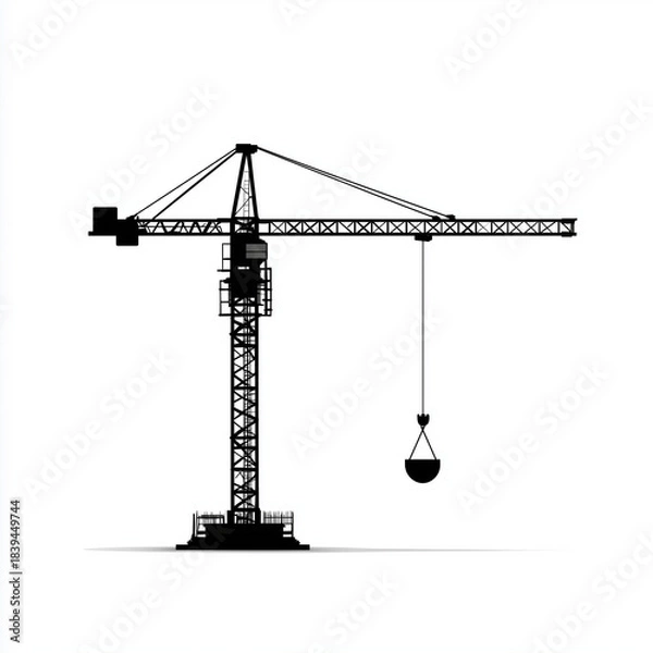 Fototapeta Construction Tower Crane Silhouette Vector