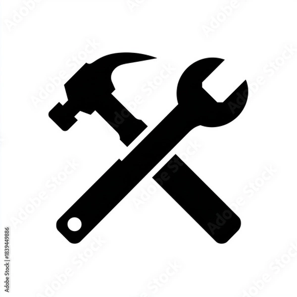 Fototapeta Crossed Hammer and Wrench Tools Icon