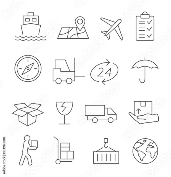 Obraz Logistic and Delivery Line Icons