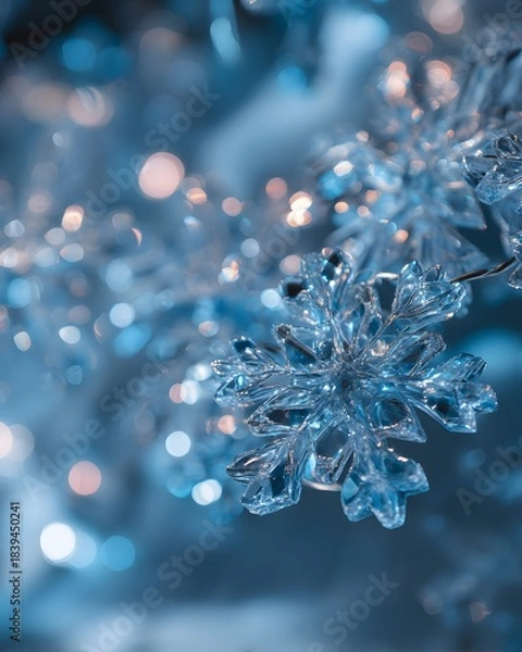 Fototapeta Bright icy light formations with crystal highlights and a refined digital winter holiday feel