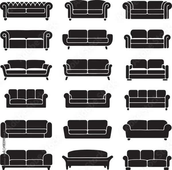 Obraz “Variety of Modern Sofa Silhouettes in Minimal Vector Style”