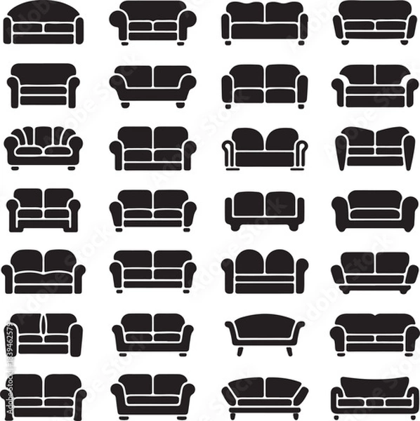 Obraz “Variety of Modern Sofa Silhouettes in Minimal Vector Style”