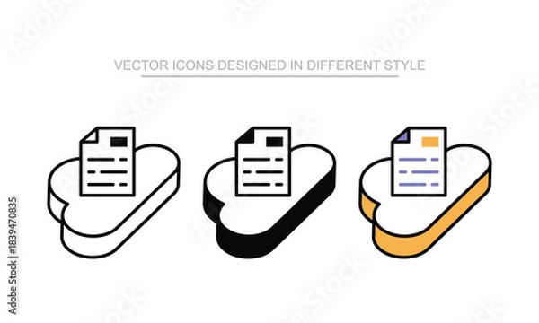 Obraz Cloud Document vector icon stock isolated on white sheet
