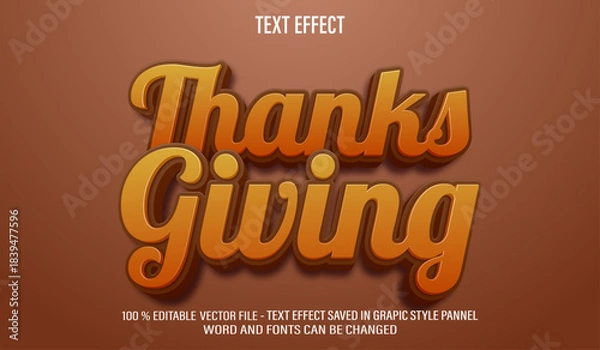 Obraz Thanksgiving 3d editable text effect style
