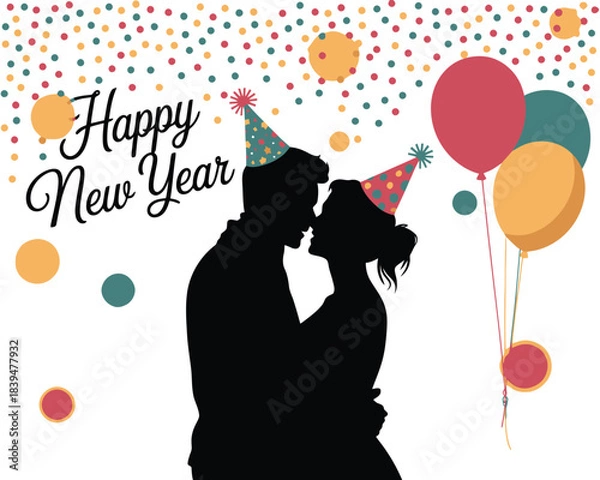 Obraz Festive Balloon Bouquet New Year Vector Design