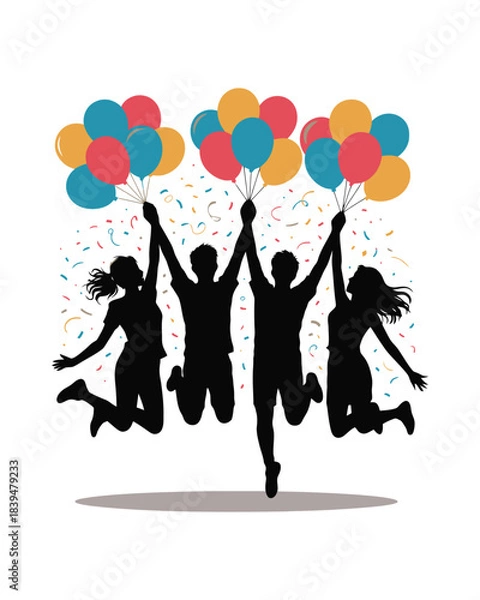 Obraz Colorful New Year Celebration Silhouette Vector