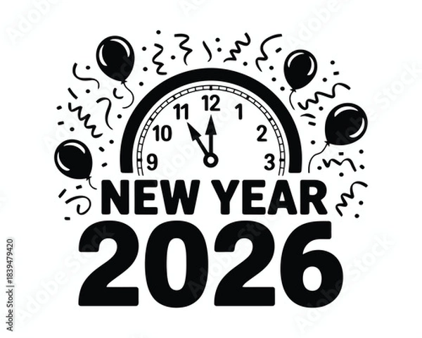 Obraz New Year 2026 Party Balloons and Countdown Art