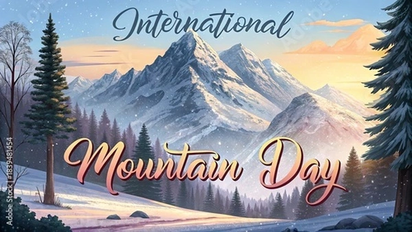 Obraz Mountain day, Circular emblem design concept created for International Mountain Day branding.