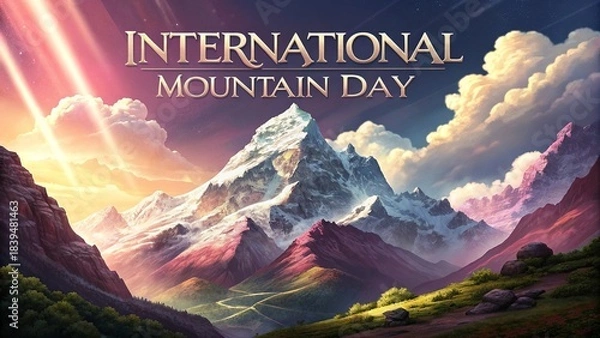 Obraz Mountain day, Ultra creative artwork featuring towering mountains with dynamic visual elements.