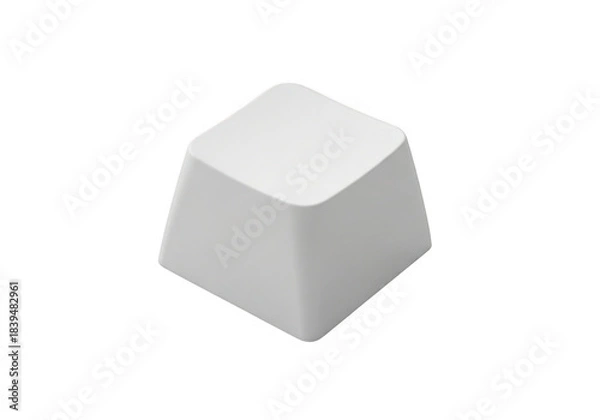 Fototapeta Single white blank keycap for mechanical keyboard isolated on transparent background