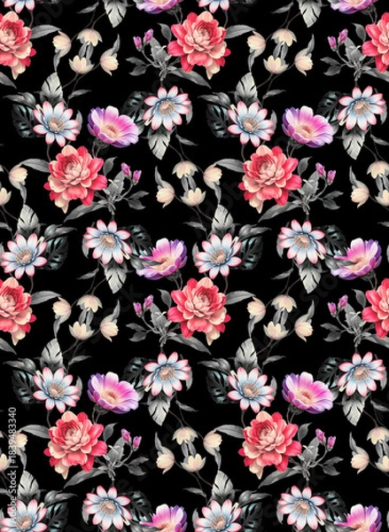 Fototapeta seamless pattern with flowers