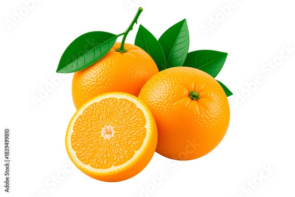 Obraz orange with leaves isolated