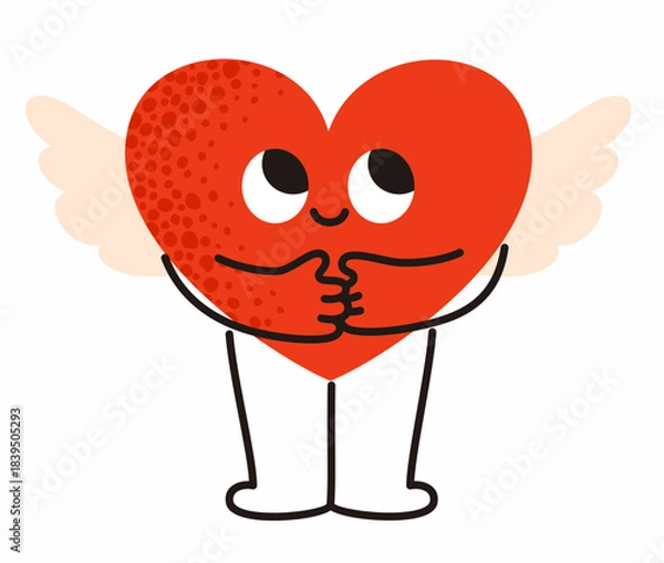 Obraz Heart with wings character. Valentine's Day elements.