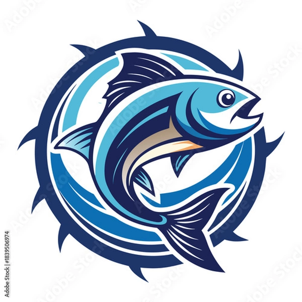 Obraz Abstract seafood company emblem with fish elements