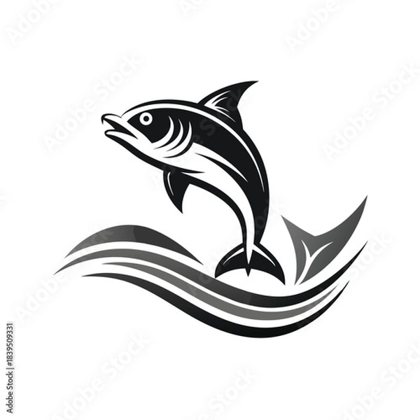Obraz Minimalist tribal style jumping fish logo design
