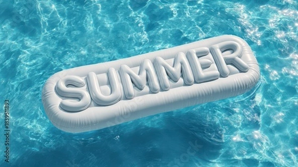 Obraz Inflatable Summer letters floating in blue pool