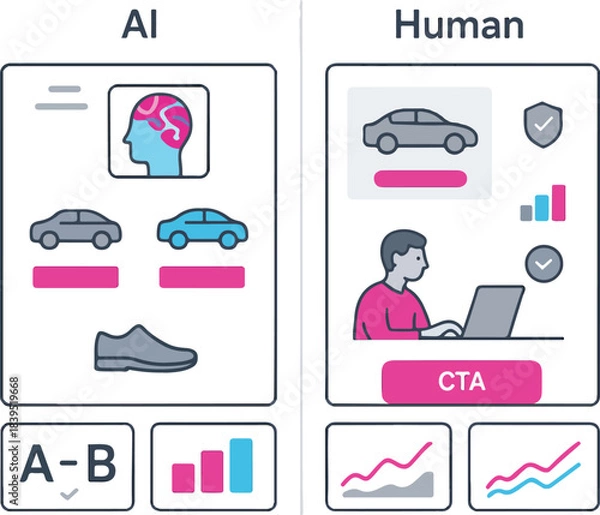 Obraz Performance Creative Lab — Generative AI Drafts & Human Refinement Vector