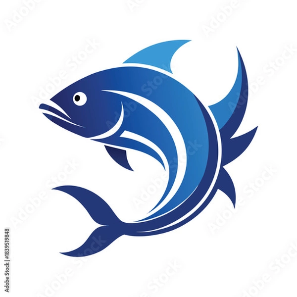 Obraz Minimalist blue fish logo design