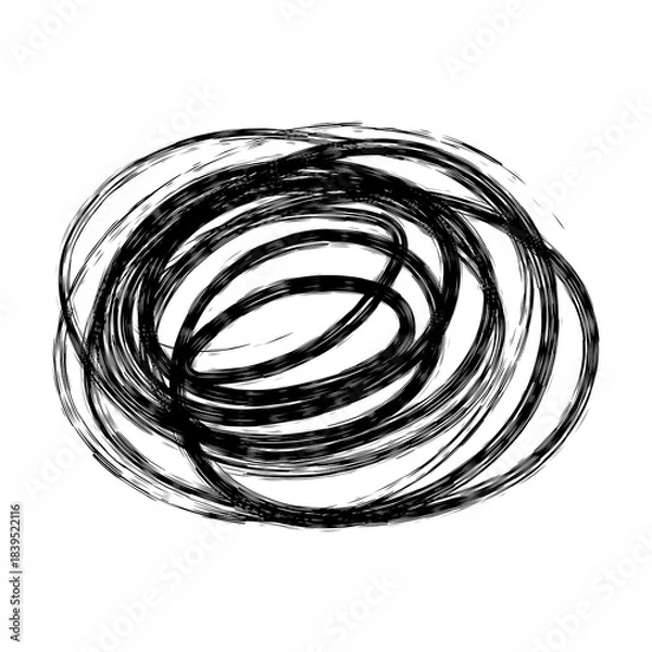 Obraz Grungy black ink scribbling an abstract chaotic circle doodle