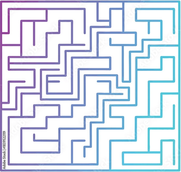 Obraz Abstract geometric maze background vector illustration of a seamless labyrinth pattern for design, wall texture, and puzzle challenge concept