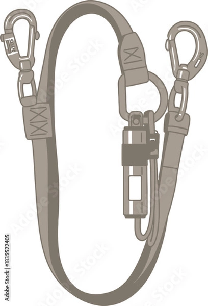 Obraz Vector illustration of an old sharp metal fishing hook and rope isolated on white