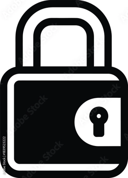 Obraz Security Symbol: This striking image showcases a robust padlock icon, a universal symbol of security and protection. This emblem represents the assurance of safety and safeguard.