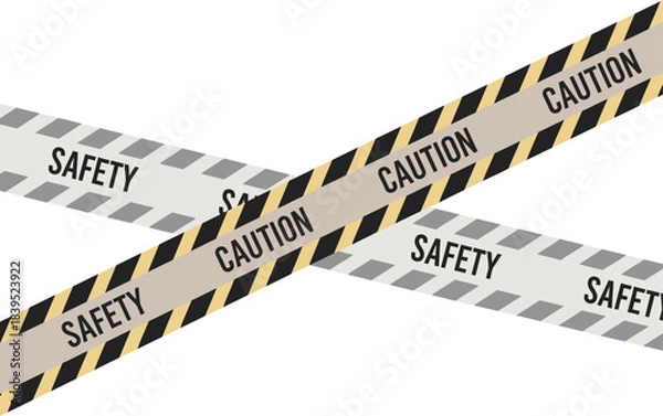 Obraz Caution and Safety Tape: A stark visual representation of caution and safety, rendered through the intersecting strips of warning tape, serving as a symbolic barrier.