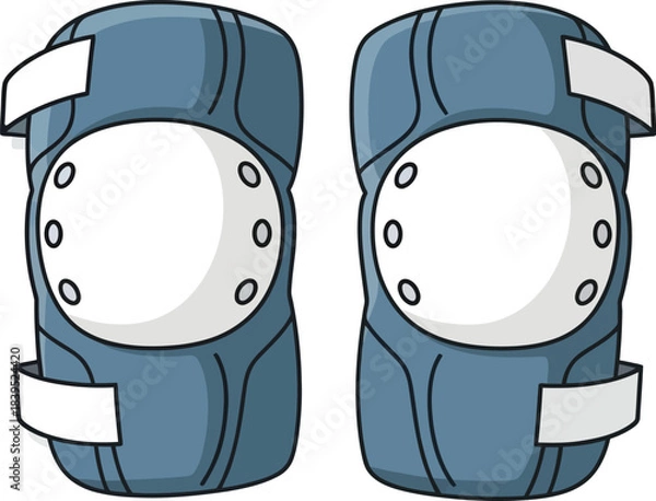 Obraz Protective Knee Pads Illustration: Depicting two blue knee pads against an unobtrusive backdrop, essential gear for sport or work. Demonstrating safety and preparedness.