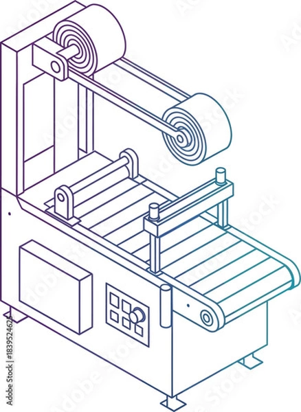 Obraz Industrial Machine Blueprint: A meticulous outline of an industrial machine, depicting its complex mechanisms and structure with precise detail.