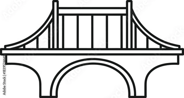 Obraz Architectural Marvel: Simple line art of an impressive bridge design, showcasing a perfect example of engineering and architecture.
