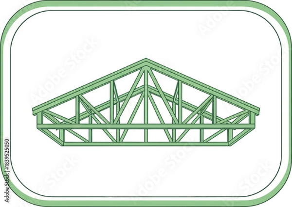 Obraz Architectural Precision: A meticulously crafted roof truss, constructed with symmetrical precision and showcasing the strength of structural engineering.