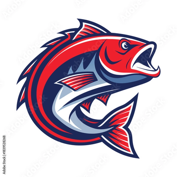 Obraz Bold dynamic fishing logo design with aquatic elements