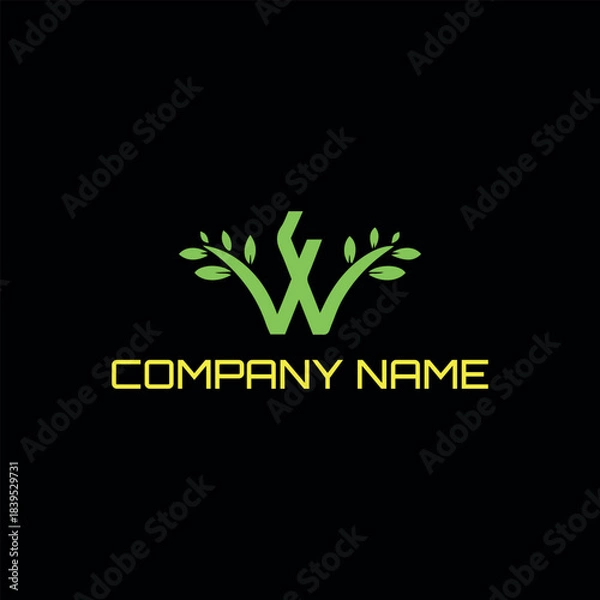 Obraz letters wf or fw text logo design vector