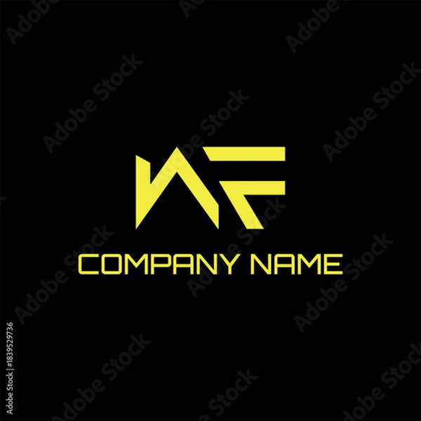 Obraz letters wf or fw text logo design vector