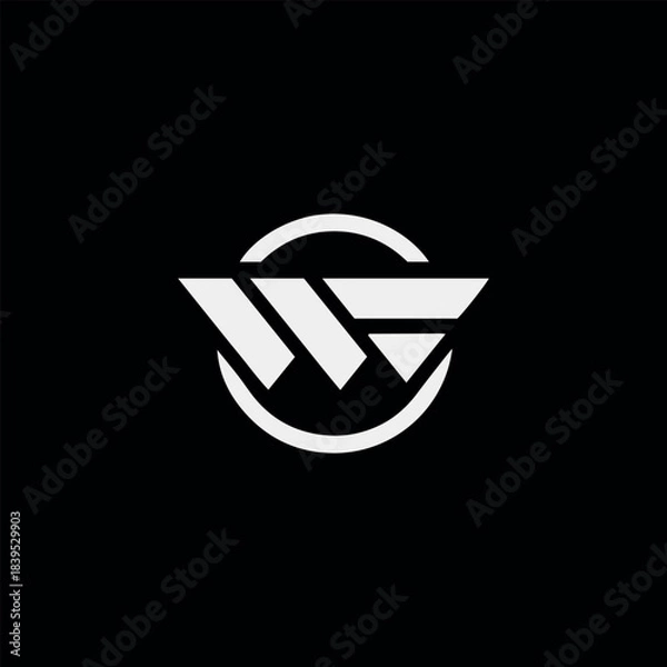 Obraz letters wf or fw text logo design vector