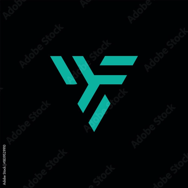 Obraz letters wf or fw text logo design vector