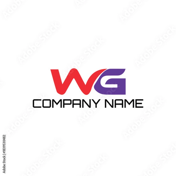 Obraz letters wg muscles logo design vector