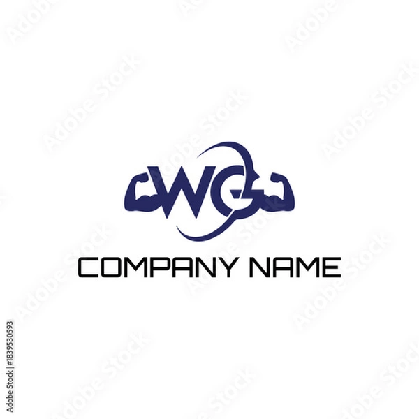 Obraz letters wg muscles logo design vector