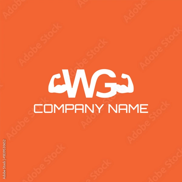 Obraz letters wg muscles logo design vector
