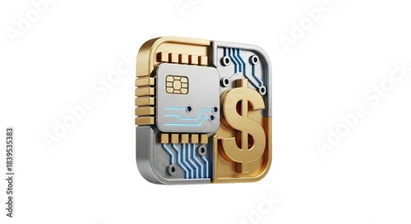 Fototapeta Digital financial technology concept icon electronic payment system
