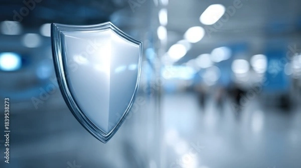 Fototapeta Shiny shield emblem transparent background