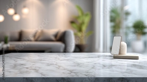 Fototapeta Smartphone mockup on marble table